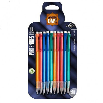 10 porte-mines 0,7 mm coloris assortis