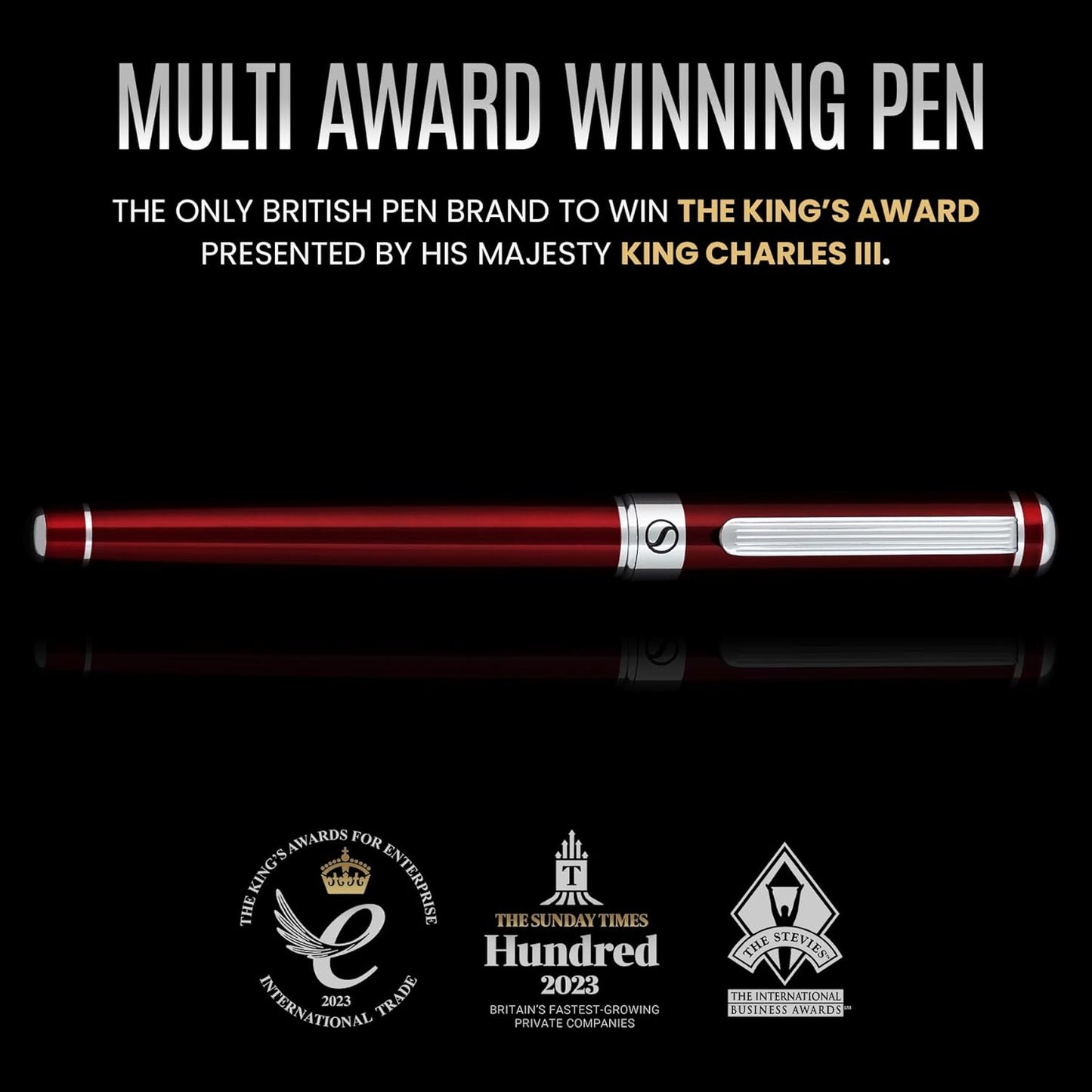 Scriveiner Deep Crimson Red Rollerball Coffret Stylo Roller Rouge Pourpre Laqué Finition Acier Chromé, Rechargeable, Beau Cadeau pour Homme & Femme avec Boîte, Accessoire de Bureau Professionnel