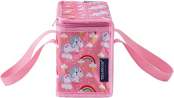 Sac Repas Lunch Bag Sac à Déjeuner Sac Fraîcheur Portable Isotherme Licorne Rose 22cm X 16cm X 12cm