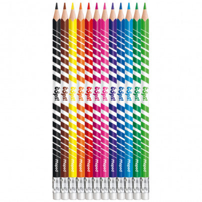 12 crayons de couleur effaçables MAPED Color'Peps Oops embout gomme