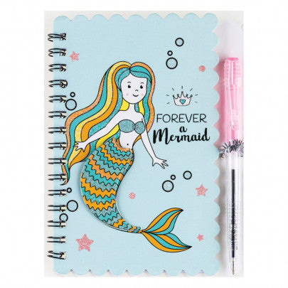 Carnet à spirale Sirène format A6 60p ligné avec stylo