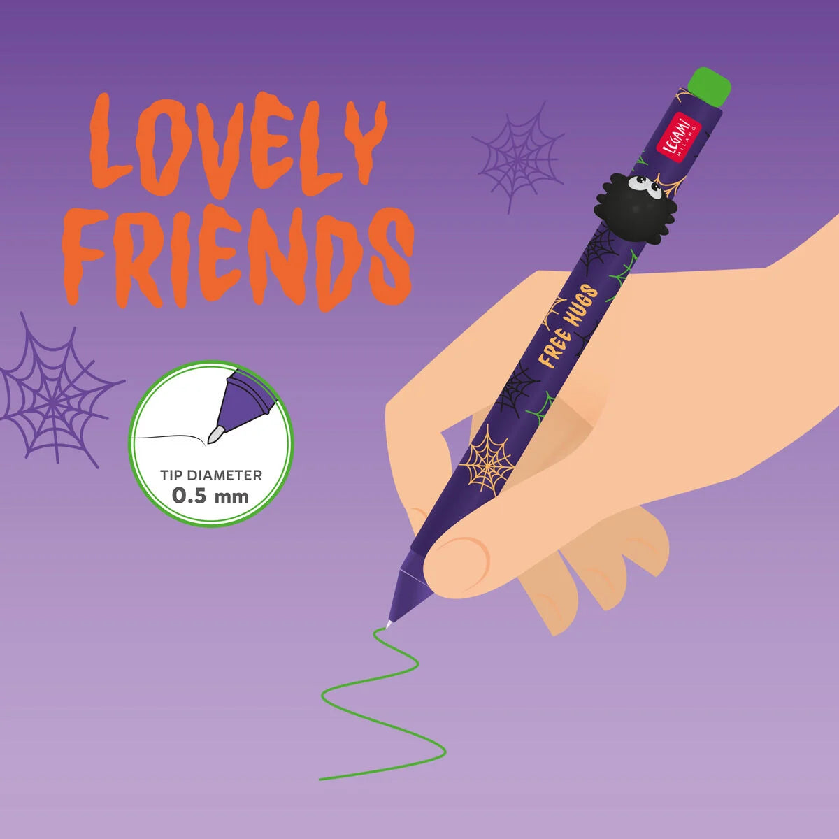 Lovely Friends Spider 'Free Hugs' Decorative Animal Gel Ink Pen - PAPETERIE Le bon écolier