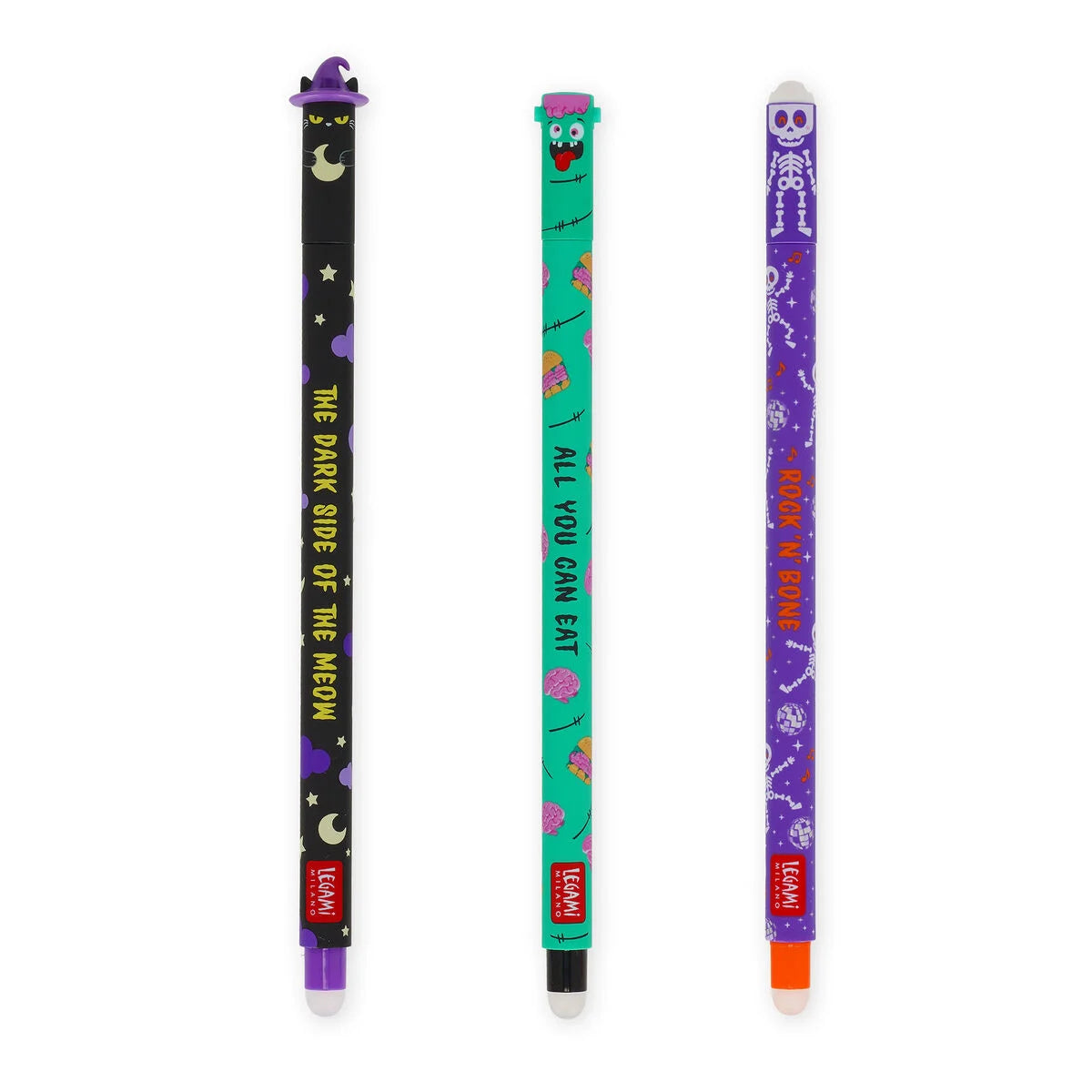 LEGAMI Set of 3 Erasable Gel Ink Pens - The Boo Crew - Erasable Pen Halloween - PAPETERIE Le bon écolier