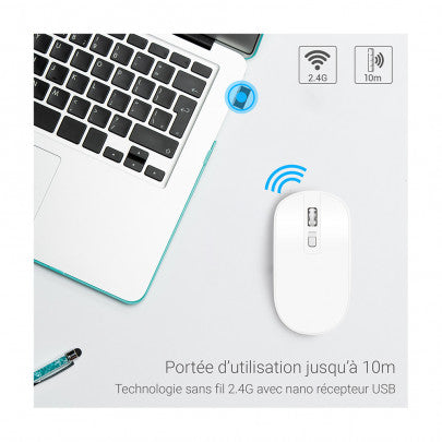 Souris sans fil optique WAYTEX Sensibilité réglable 1600 Dpi blanche