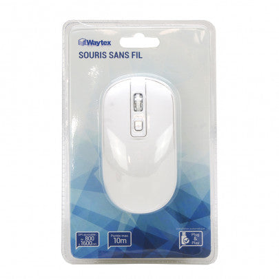 Souris sans fil optique WAYTEX Sensibilité réglable 1600 Dpi blanche