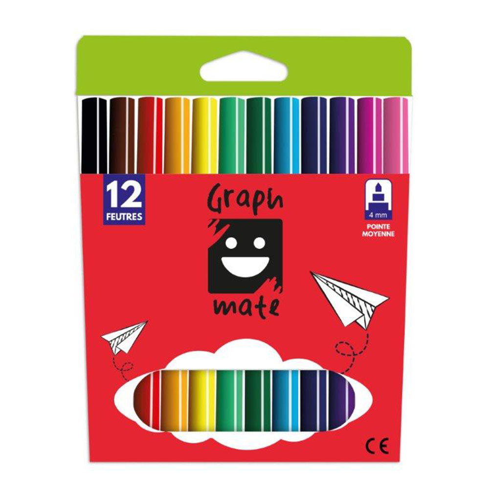 12 Feutres de coloriage GRAPHMATE pointe moyenne