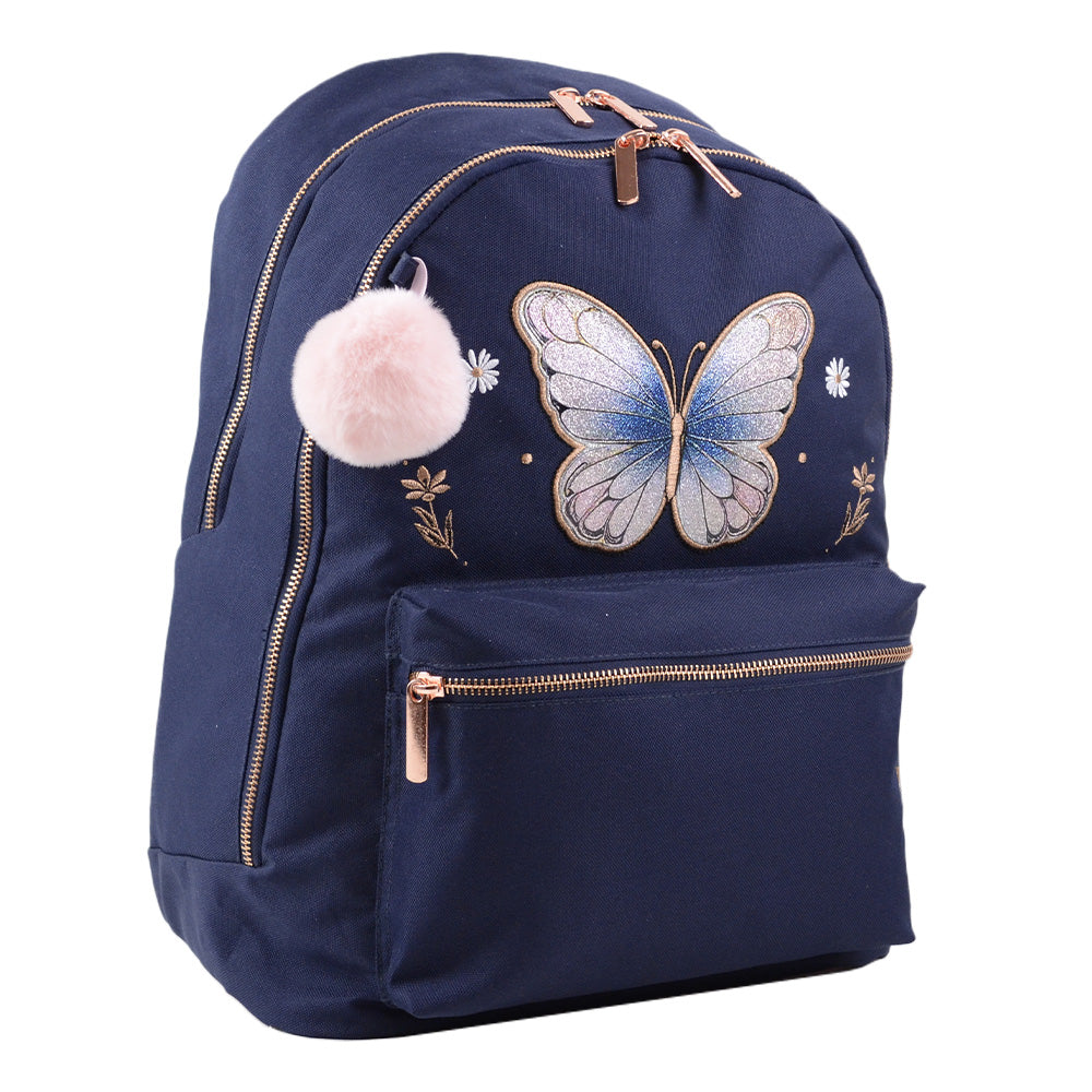 Sac à dos Glitter Butterfly ANONYM 2 compartiments bleu marine