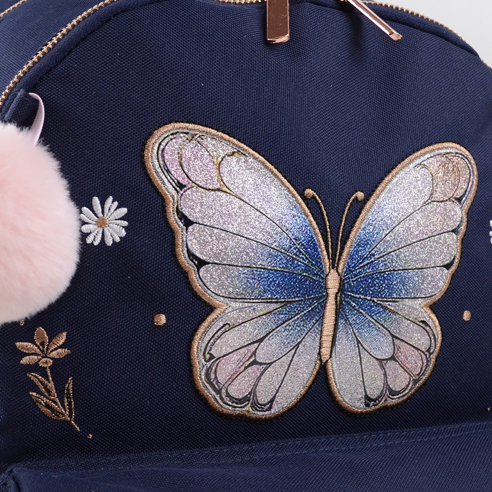 Sac à dos Glitter Butterfly ANONYM 2 compartiments bleu marine