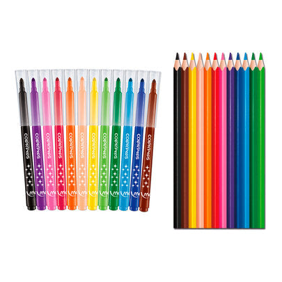 Kit Trousse à colorier MAPED + 12 feutres + 12 crayons de couleur