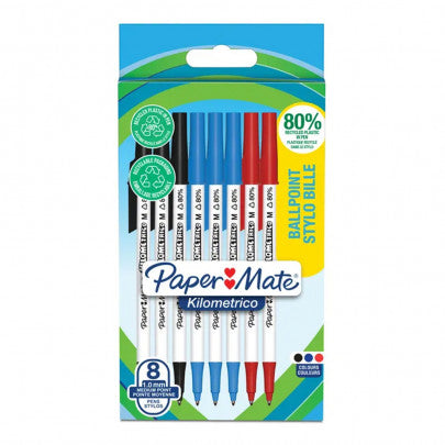 Lot de 8 stylos bille PAPERMATE 045 pointe fine couleurs assorties