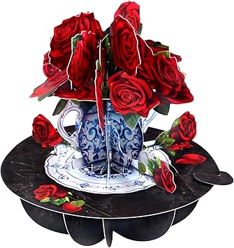 Pirouette Carte de vœux pop-up 3D – Cadeau d'anniversaire pour elle, maman, fille, épouse, petite amie - Carte de remerciement - Carte fleur pour la fête des mères
