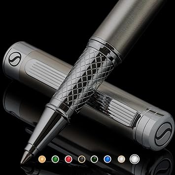 Superbe stylo de luxe en métal avec finition chromée argentée, recharge d'encre Schmidt, meilleur coffret cadeau pour homme et femme