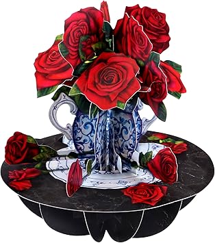 Pirouette Carte de vœux pop-up 3D – Cadeau d'anniversaire pour elle, maman, fille, épouse, petite amie - Carte de remerciement - Carte fleur pour la fête des mères