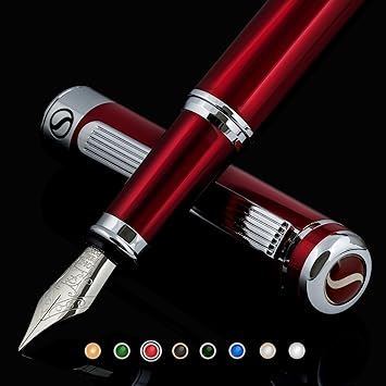 Scriveiner Stylo Plume Deep Crimson Red – Superbe Stylo avec Finition chromée, Plume Schmidt (fine), Coffret Cadeau pour Homme et Femme, Professionnel, Directeur, Bureau, Beau Stylo