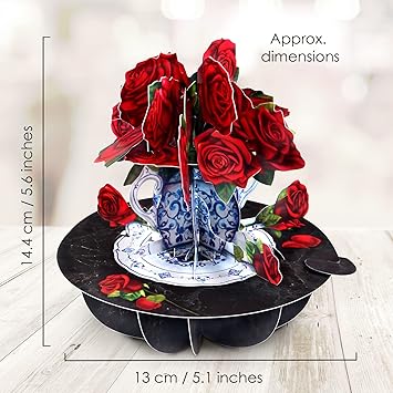 Pirouette Carte de vœux pop-up 3D – Cadeau d'anniversaire pour elle, maman, fille, épouse, petite amie - Carte de remerciement - Carte fleur pour la fête des mères