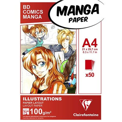 Bloc illustration manga CLAIREFONTAINE A4 50 feuilles 100g