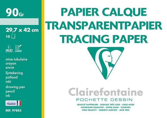 Papier calque CLAIREFONTAINE 10 feuilles A3 90g