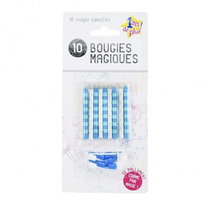 10 Bougies magiques 1 AN DE PLUS bleues et blanches