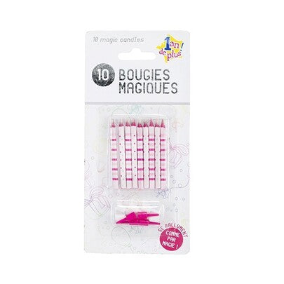 10 Bougies magiques 1 AN DE PLUS roses et blanches