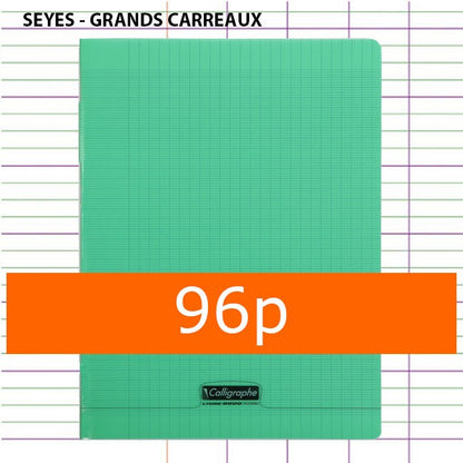 Cahier Polypro Vert CALLIGRAPHE 24x32 96p Grands Carreaux Séyès 90g