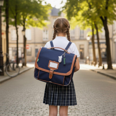 Cartable TANN'S Camille 2 compartiments 38cm Bleu Marine