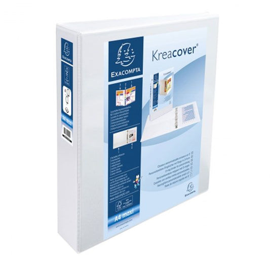 Classeur personnalisable A4+ EXACOMPTA Kreacover 4 anneaux dos 7cm blanc