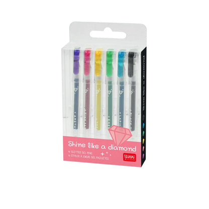Set de 6 Stylos à Encre Gel Pailletée - Shine Like a Diamond
