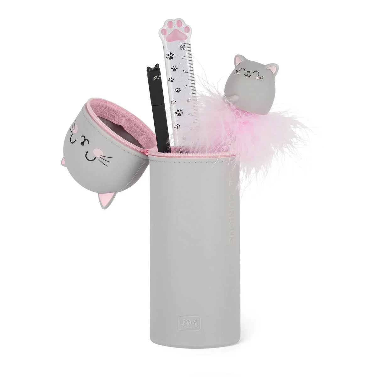 Trousse 2 en 1 en Silicone Kitty « Be Curious »