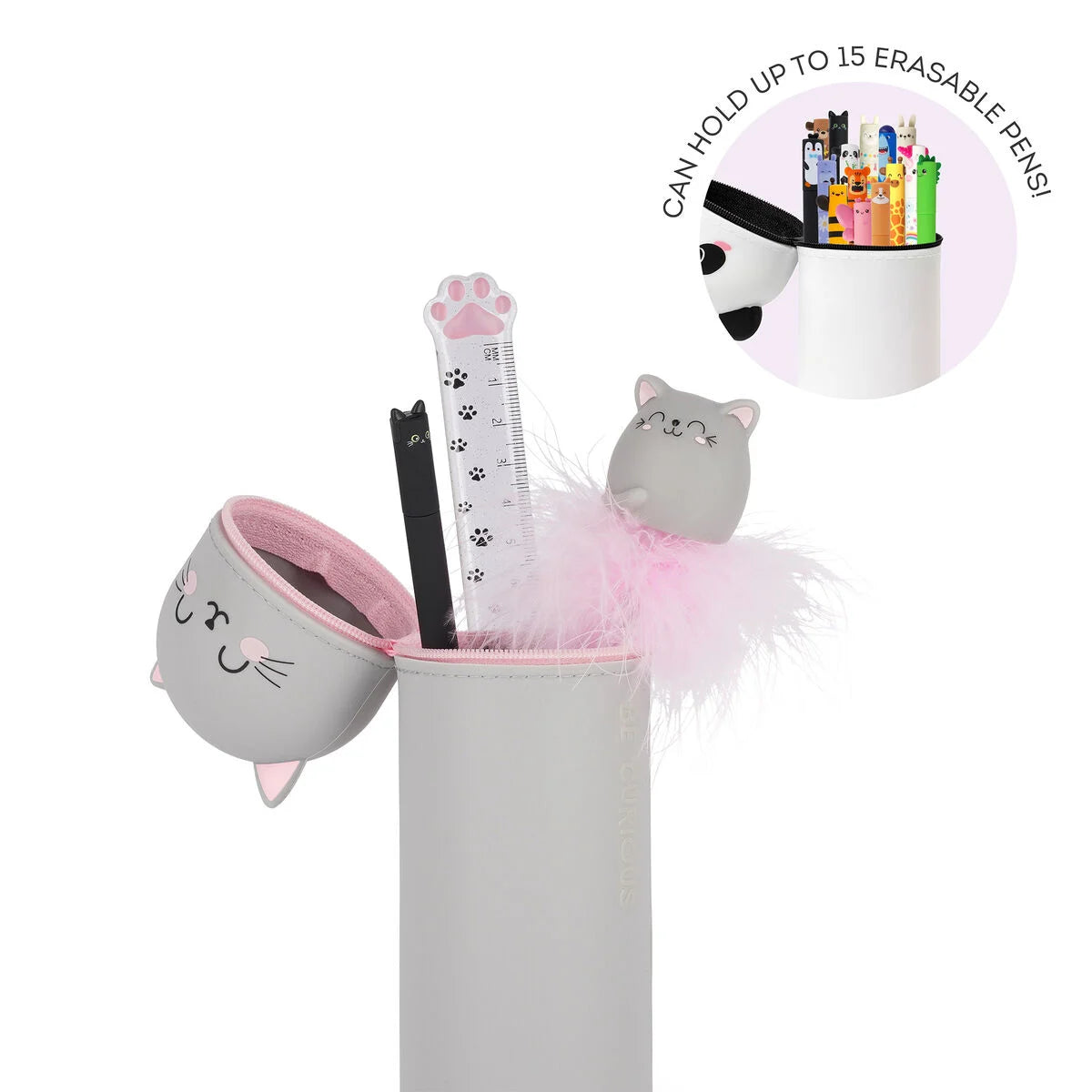 Trousse 2 en 1 en Silicone Kitty « Be Curious »