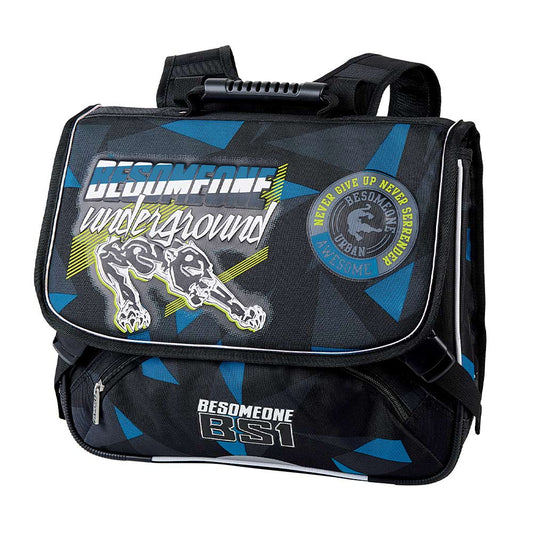 Cartable BESOMEONE 38cm 2 compartiments noir et bleu