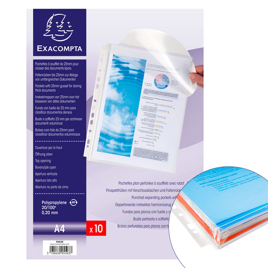 10 pochettes-plan polypro Grand rabat de protection avec soufflet
