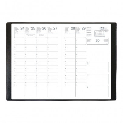 Agenda semainier EXDI Calypso Alpha 10x15cm 2025 Année civile Noir