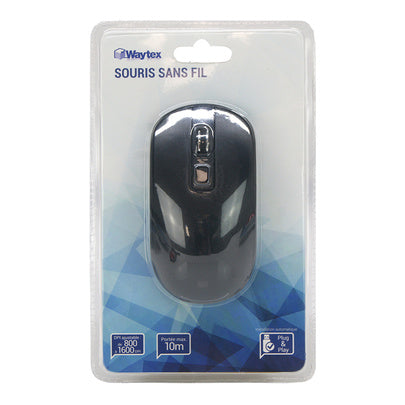 Souris sans fil optique WAYTEX Sensibilité réglable 1600 Dpi noire