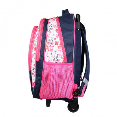 Sac à dos à roulettes POIVRE BLANC 2 compartiments rose