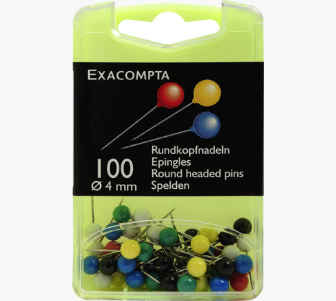 BOÎTE DE 100 ÉPINGLES SPHÉRIQUES - HAUTEUR DE POINTE 15MM - 4MM DE DIAMÈTRE - COULEURS ASSORTIES