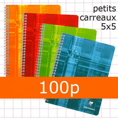 Cahier reliure spirale CLAIREFONTAINE 24 x 32 100p Petits Carreaux 5 x 5 et 90g