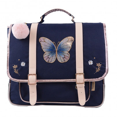 Cartable Glitter Butterfly ANONYM 38 cm 2 compartiments bleu marine