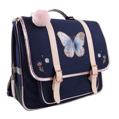 Cartable Glitter Butterfly ANONYM 38 cm 2 compartiments bleu marine