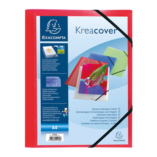 Chemise à rabat personnalisable EXACOMPTA Kreacover polypro transparente rouge