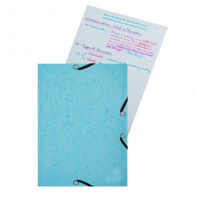 Lot Chemise à rabats EXACOMPTA Aquarel Pastel + 25 fiches bristol A5 Spécial révisions Bleu