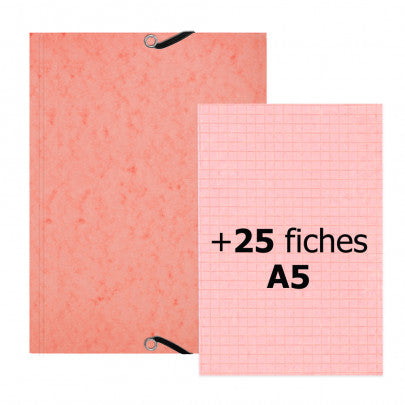Lot Chemise à rabats EXACOMPTA Aquarel Pastel + 25 fiches bristol A5 Spécial révisions Corai