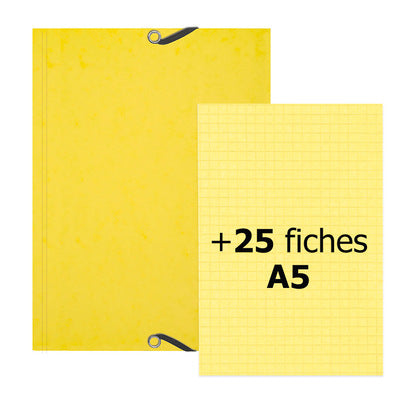 Lot Chemise à rabats EXACOMPTA Aquarel Pastel + 25 fiches bristol A5 Spécial révisions Jaune