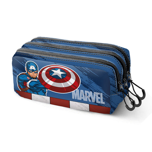 Trousse rectangulaire CAPTAIN AMERICA Marvell Trick FAN 3 compartiments