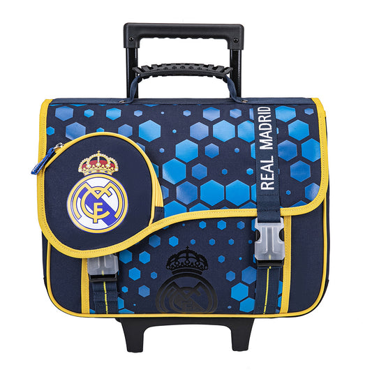 Cartable à roulettes REAL MADRID 41cm 2 compartiments bleu