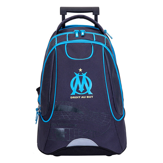 Sac à dos à roulettes OM Droit au But 2 compartiments Bleu