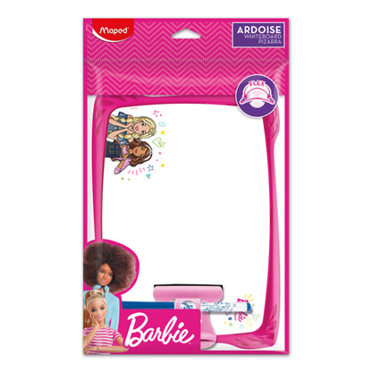 Ardoise blanche incassable MAPED BARBIE + 1 feutre + 1 brosse