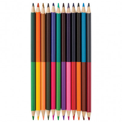 12 crayons de couleur bicolores - 24 couleurs