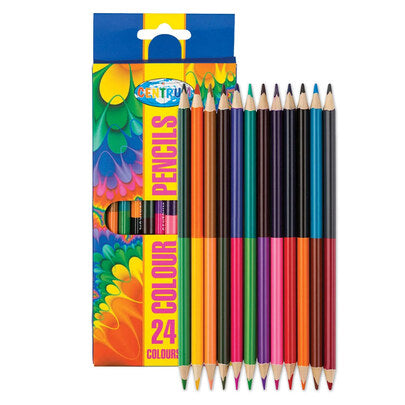 12 crayons de couleur bicolores - 24 couleurs