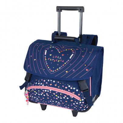 Cartable à roulettes LOLA ESPELETA Love 38cm 2 compartiments